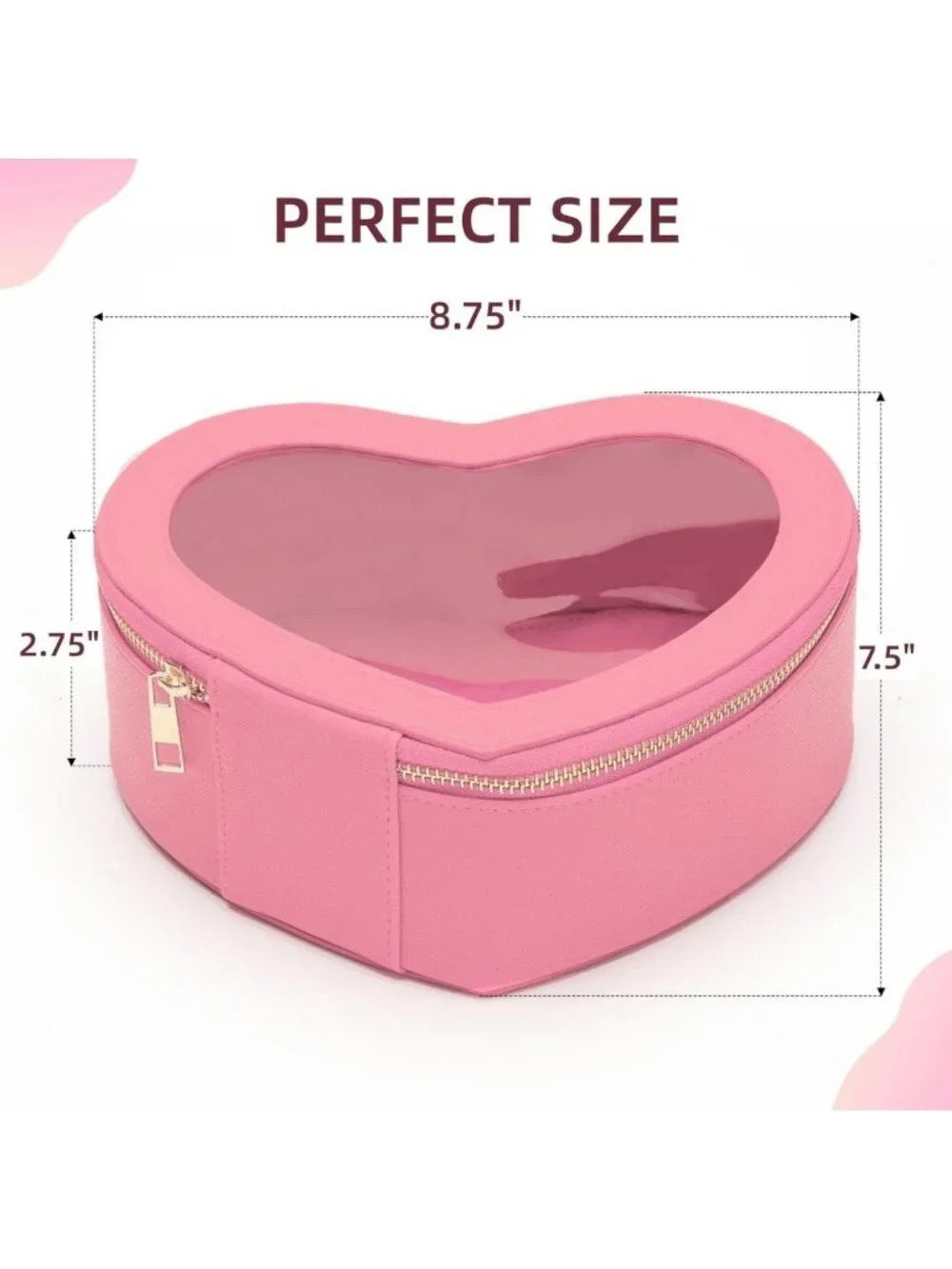 Pink Heart Shaped Makeup Bag - Waterproof Travel Organizer, Perfect Valentine